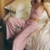 Orta Bel Dreamlight Düz Pantolon - Vintage Pembe