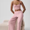 Orta Bel Dreamlight Düz Pantolon - Vintage Pembe