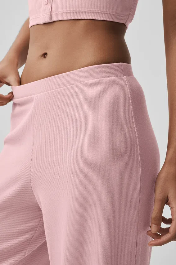 Orta Bel Dreamlight Düz Pantolon - Vintage Pembe