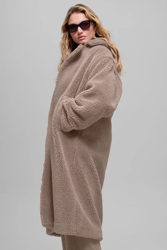 Oversized Sherpa Trençkot - Chai Latte