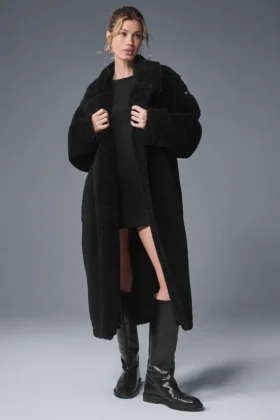 Oversized Sherpa Trençkot - Siyah