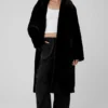 Oversized Suni Kürk Trençkot - Siyah
