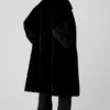 Oversized Suni Kürk Trençkot - Siyah