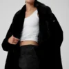 Oversized Suni Kürk Trençkot - Siyah