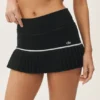 Pamuk Kaşmir High-Waist My Serve Tenis Eteği - Siyah/Beyaz