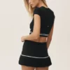 Pamuk Kaşmir High-Waist My Serve Tenis Eteği - Siyah/Beyaz