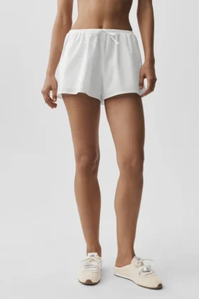 Pamuklu High-Waist Real Deal Şort - Beyaz