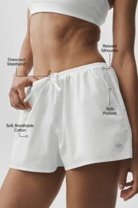 Pamuklu High-Waist Real Deal Şort – Beyaz