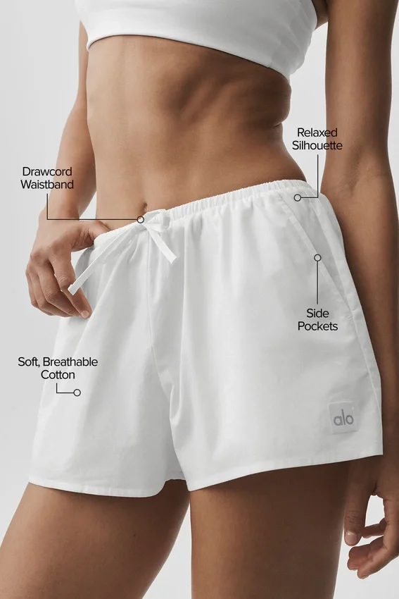 Pamuklu High-Waist Real Deal Şort - Beyaz