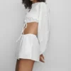 Pamuklu High-Waist Real Deal Şort - Beyaz