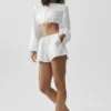 Pamuklu High-Waist Real Deal Şort - Beyaz