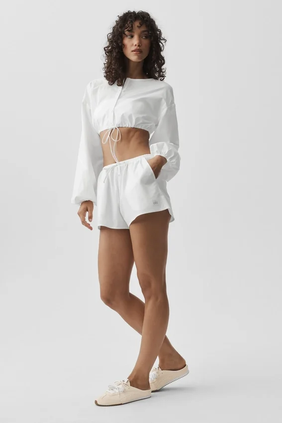 Pamuklu High-Waist Real Deal Şort - Beyaz