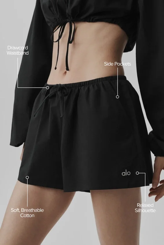 Pamuklu High-Waist Real Deal Şort - Siyah