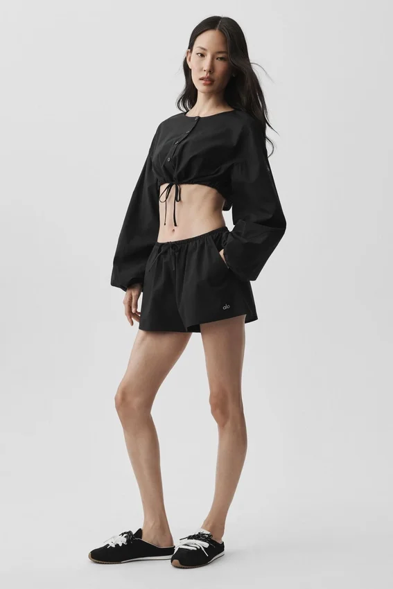Pamuklu High-Waist Real Deal Şort - Siyah