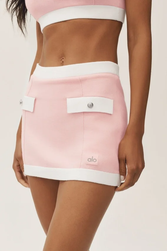Pamuklu Kaşmir High-Waist Capri Dream Etek - Güneş Işığı Pembe/Beyaz