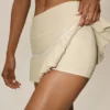 Pamuklu Kaşmir High-Waist My Serve Tenis Eteği - Kum Beji/Beyaz
