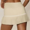 Pamuklu Kaşmir High-Waist My Serve Tenis Eteği - Kum Beji/Beyaz