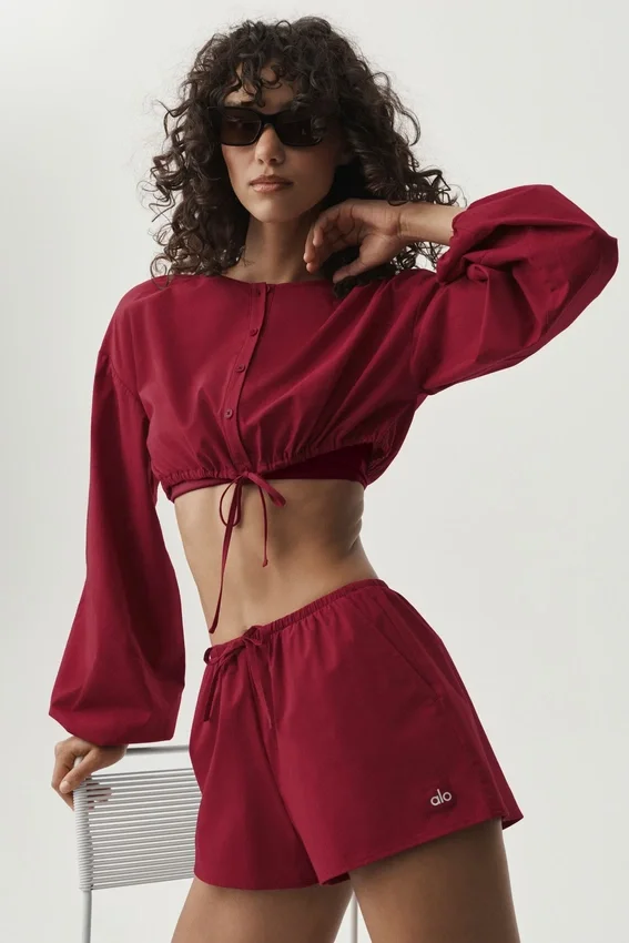 Pamuklu Kısa Kesim Real Deal Uzun Kollu - Summer Romance Kırmızı
