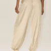 İpek Karışımlı High-Waist Radiance Pantolon - Kum Beji