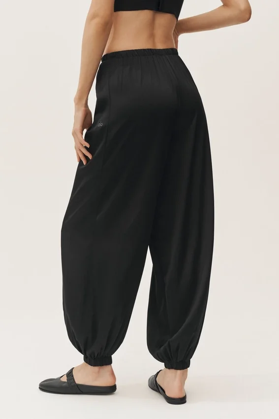 İpek Karışımlı High-Waist Radiance Pantolon - Siyah