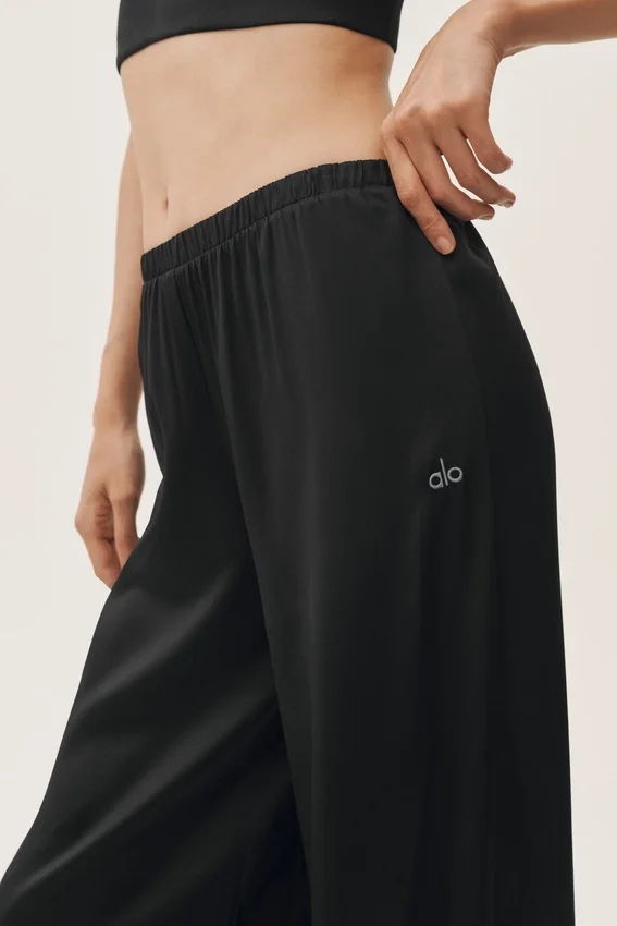 İpek Karışımlı High-Waist Radiance Pantolon - Siyah