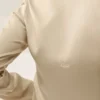 İpek Karışımlı Radiance Uzun Kollu Üst Giyim - Kum Beji