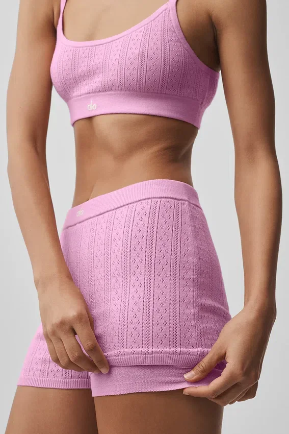 Pointelle Kazak Be Mine Hot Şort - Şeker Kalpli Pembe