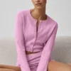 Pointelle Kazak Be Mine Hırka - Şeker Kalpli Pembe