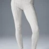 Pointelle Kazak High-Waist Be Mine Tayt - Açık Gri Melanj