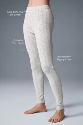 Pointelle Kazak High-Waist Be Mine Tayt – Açık Gri Melanj