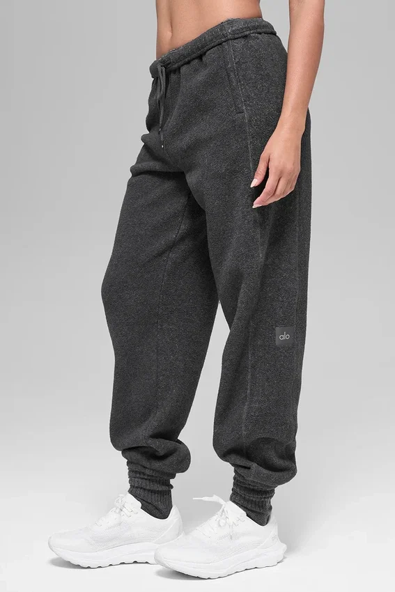 Polar Fleece High-Waist Retreat Jogger - Koyu Melanj Gri