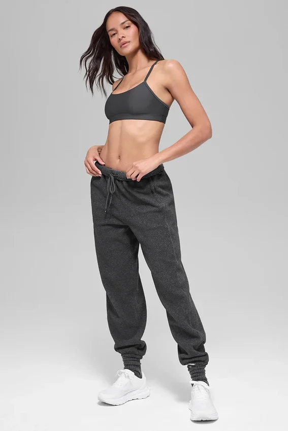 Polar Fleece High-Waist Retreat Jogger - Koyu Melanj Gri