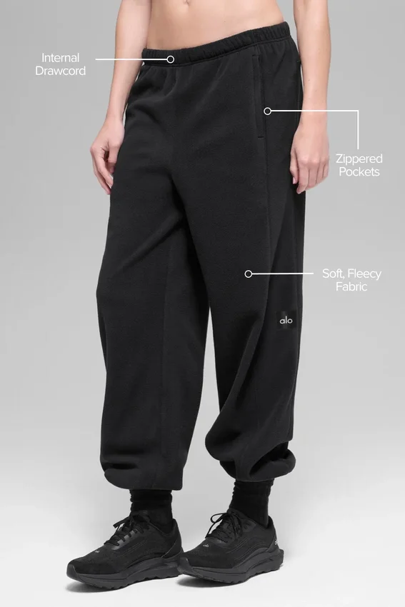 Polar Fleece High-Waist Retreat Jogger - Siyah