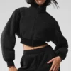 Polar Fleece Kısa Wintry Mix Ceket - Siyah