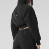 Polar Fleece Kısa Wintry Mix Ceket - Siyah