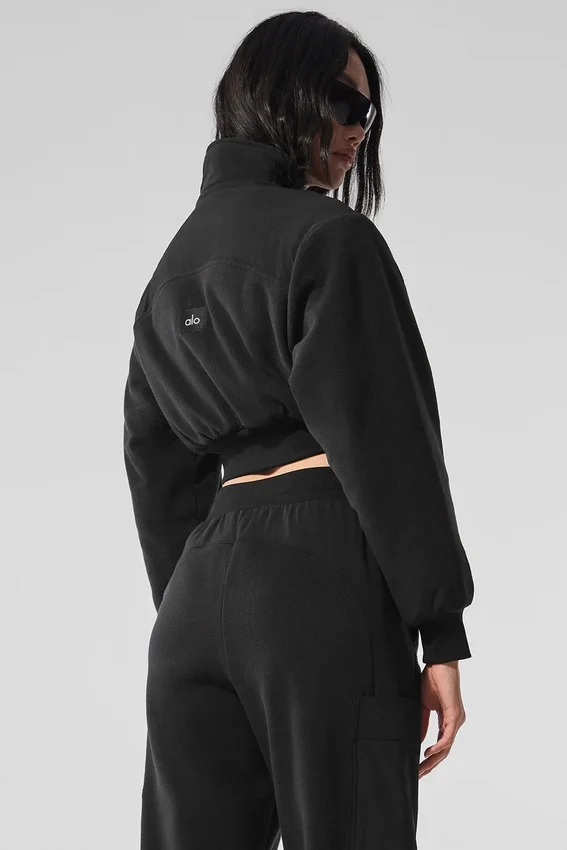 Polar Fleece Kısa Wintry Mix Ceket - Siyah