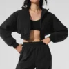 Polar Fleece Kısa Wintry Mix Ceket - Siyah