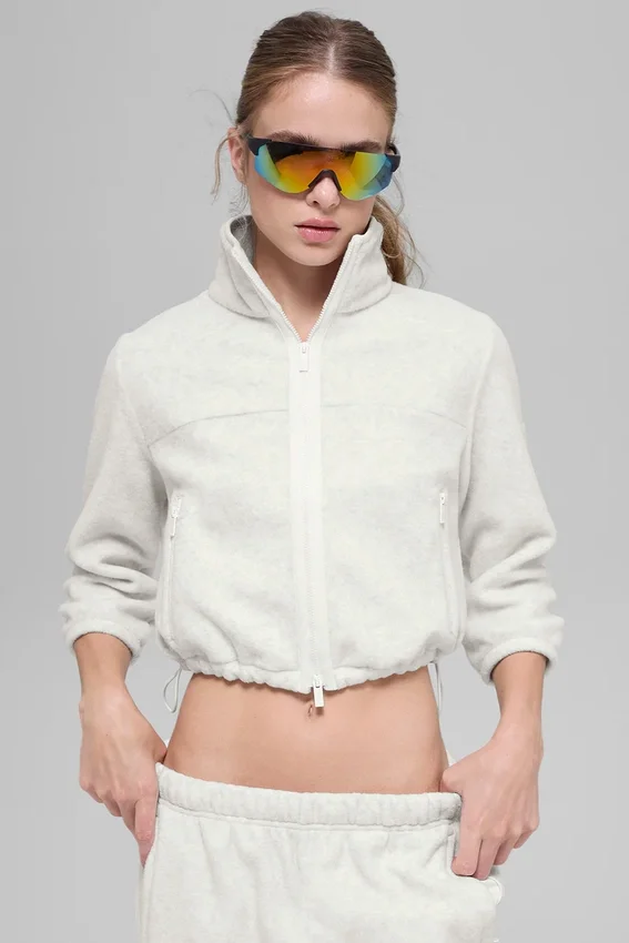 Polar Fleece Retreat Kısa Ceket - Beyaz Melanj Gri