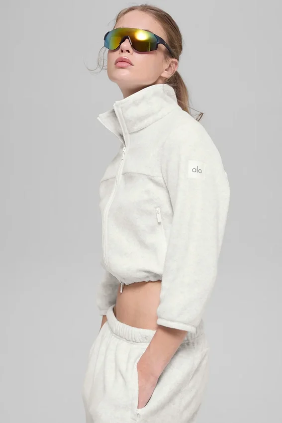 Polar Fleece Retreat Kısa Ceket - Beyaz Melanj Gri