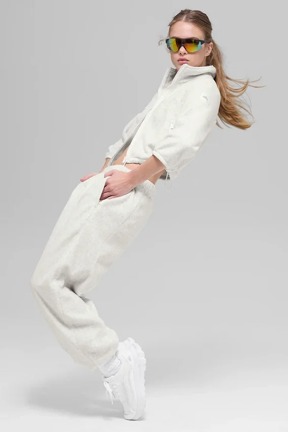 Polar Fleece Retreat Kısa Ceket - Beyaz Melanj Gri