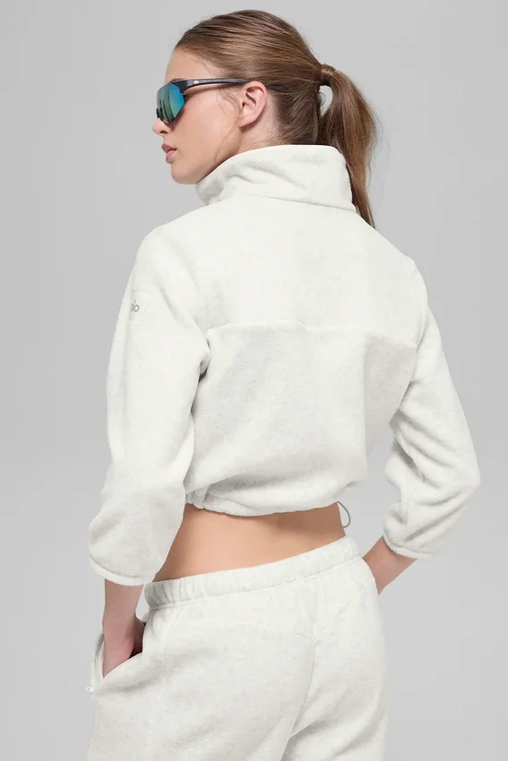 Polar Fleece Retreat Kısa Ceket - Beyaz Melanj Gri