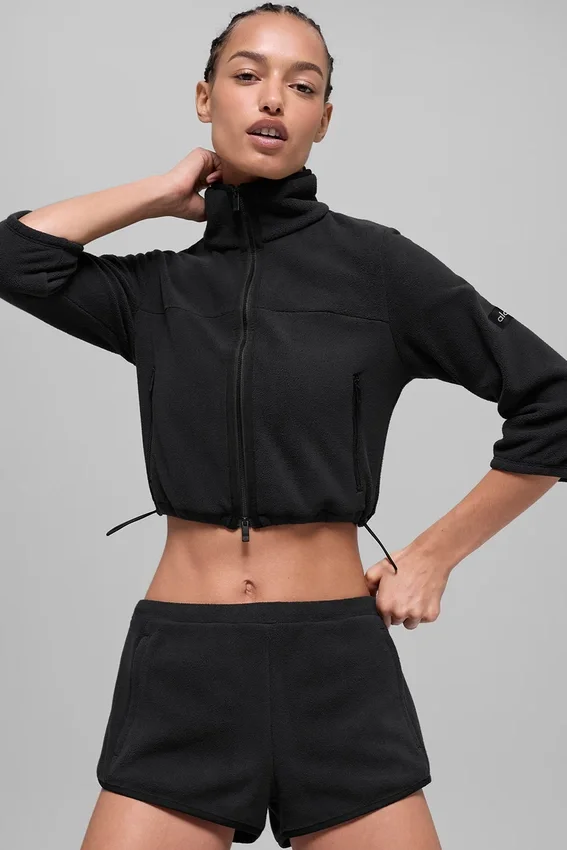 Polar Fleece Retreat Kısa Ceket - Siyah