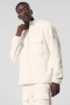 Polar Fleece Ridge Tam Fermuarlı Ceket - Fildişi