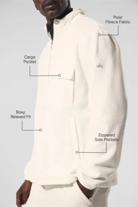 Polar Fleece Ridge Tam Fermuarlı Ceket – Fildişi