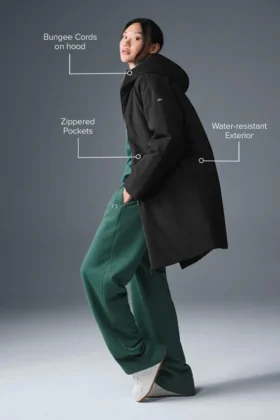 Rain or Shine Puffer Uzun Mont – Siyah