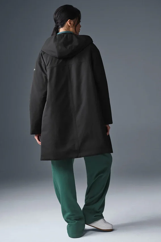 Rain or Shine Puffer Uzun Mont - Siyah