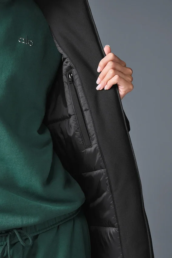 Rain or Shine Puffer Uzun Mont - Siyah