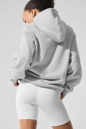 Renown Ağır French Terry Kapüşonlu Kapüşonlu Sweatshirt – Atletik Melanj Gri