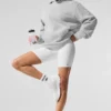 Renown Ağır French Terry Kapüşonlu Kapüşonlu Sweatshirt - Atletik Melanj Gri