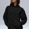 Renown Ağır French Terry Kapüşonlu Kapüşonlu Sweatshirt - Siyah
